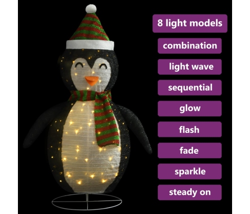 Pingüino de Navidad decorativo con LED tela lujosa 60 cm