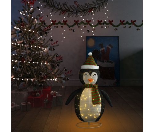 Pingüino de Navidad decorativo con LED tela lujosa 90 cm