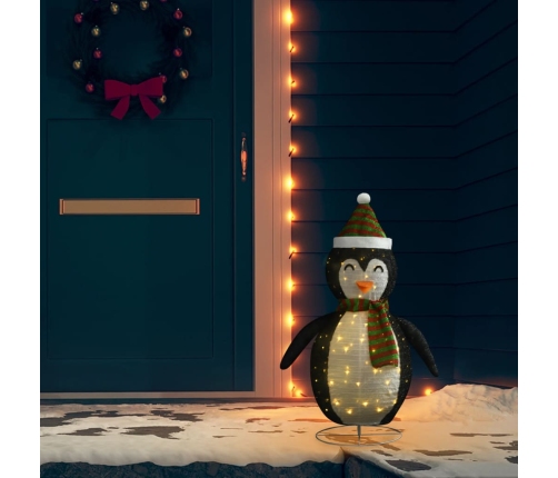 Pingüino de Navidad decorativo con LED tela lujosa 90 cm