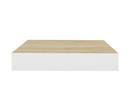 Estante flotante de pared MDF roble y blanco 23x23,5x3,8 cm