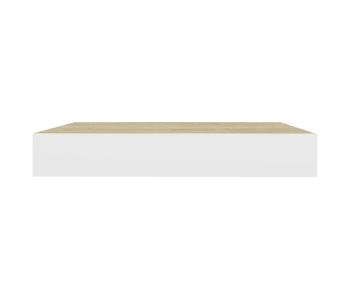 Estante flotante de pared MDF roble y blanco 23x23,5x3,8 cm