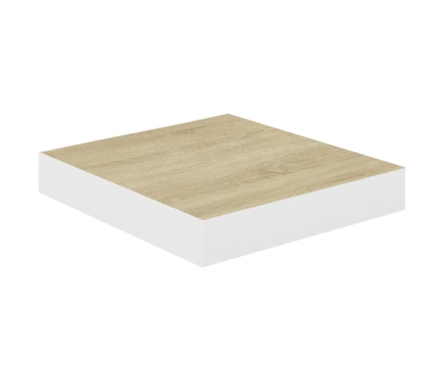 Estante flotante pared 2 uds MDF roble y blanco 23x23,5x3,8 cm