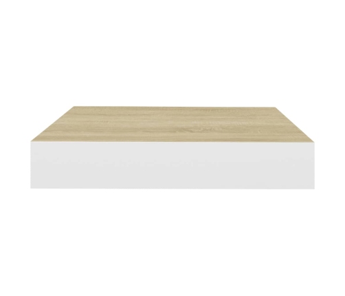 Estante flotante pared 2 uds MDF roble y blanco 23x23,5x3,8 cm