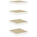 Estante flotante pared 4 uds MDF roble y blanco 23x23,5x3,8 cm