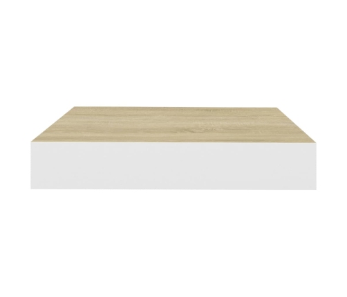 Estante flotante pared 4 uds MDF roble y blanco 23x23,5x3,8 cm