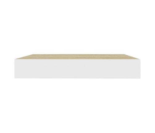 Estante flotante pared 4 uds MDF roble y blanco 23x23,5x3,8 cm