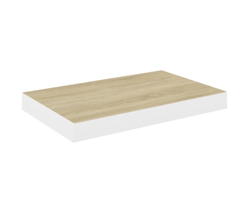 Estante flotante de pared MDF roble y blanco 40x23x3,8 cm