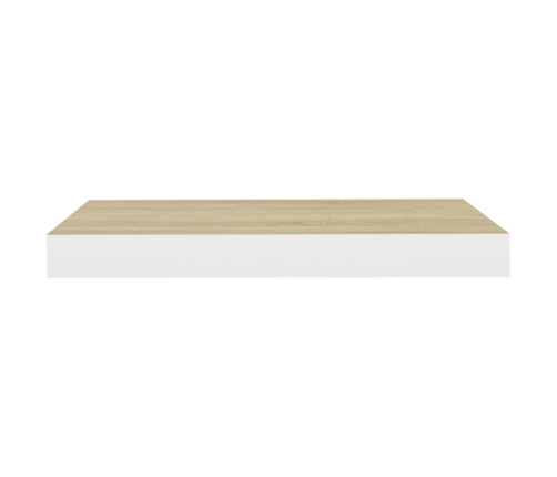 Estante flotante de pared MDF roble y blanco 40x23x3,8 cm