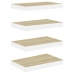 Estante flotante de pared 4 uds MDF roble y blanco 40x23x3,8 cm