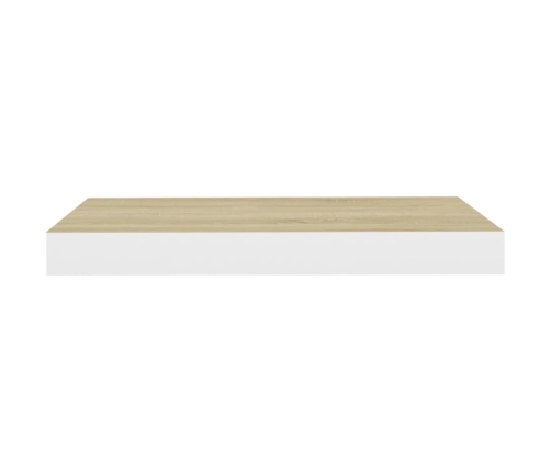 Estante flotante de pared MDF roble y blanco 50x23x3,8 cm