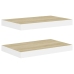 Estante flotante de pared 2 uds MDF roble y blanco 50x23x3,8 cm