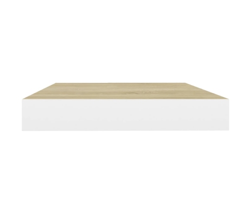 Estante flotante de pared 2 uds MDF roble y blanco 50x23x3,8 cm