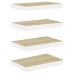 Estantes flotantes pared 4 uds MDF roble y blanco 50x23x3,8 cm