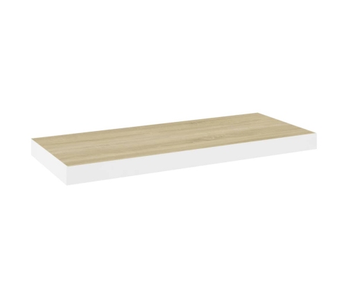 Estante flotante de pared MDF roble y blanco 60x23,5x3,8 cm