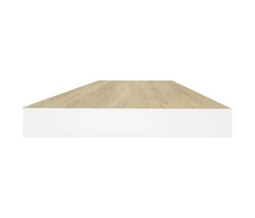 Estante flotante de pared MDF roble y blanco 60x23,5x3,8 cm