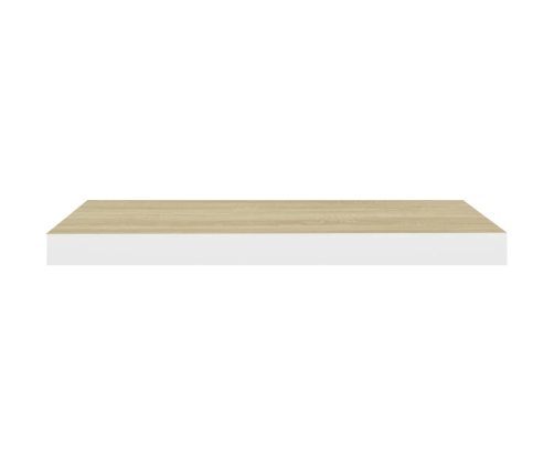 Estante flotante pared 2 uds MDF roble y blanco 60x23,5x3,8 cm