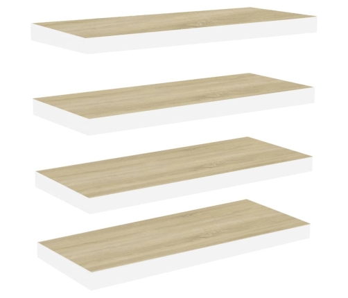 vidaXL Estante flotante pared 2 uds MDF roble y blanco 60x23,5x3,8 cm