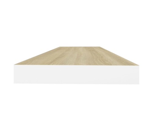 vidaXL Estante flotante de pared MDF roble y blanco 80x23,5x3,8 cm