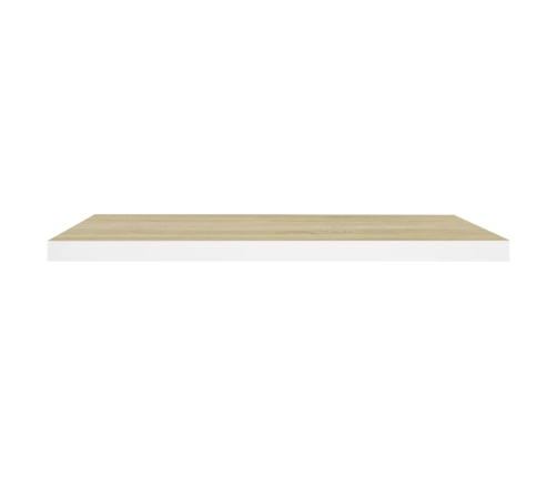 Estante flotante de pared MDF roble y blanco 80x23,5x3,8 cm