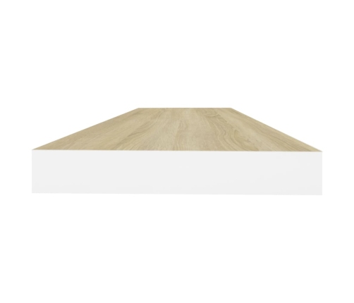 Estante flotante de pared MDF roble y blanco 80x23,5x3,8 cm