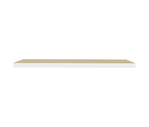 Estante flotante pared 2 uds blanco y roble MDF 90x23,5x3,8 cm