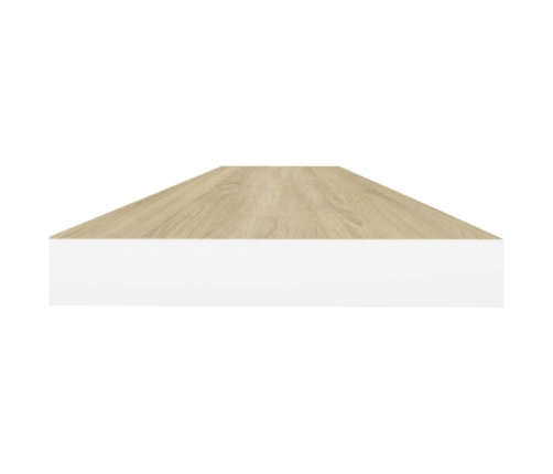 Estante flotante pared 2 uds blanco y roble MDF 90x23,5x3,8 cm