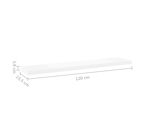 Estante flotante de pared MDF roble y blanco 120x23,5x3,8 cm