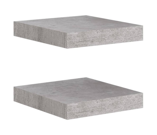 Estante flotante pared 2 uds MDF gris hormigón 23x23,5x3,8 cm