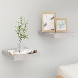 Estante flotante pared 2 uds MDF gris hormigón 23x23,5x3,8 cm