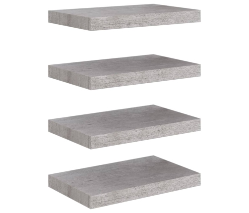 Estantes flotantes de pared 4 uds gris MDF 40x23x3,8 cm