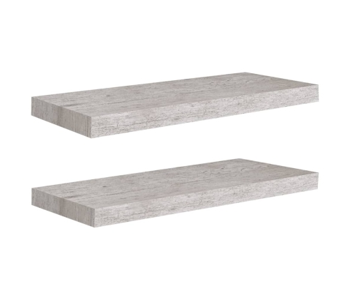 vidaXL Estantes flotantes pared 2 uds MDF gris hormigón 60x23,5x3,8 cm