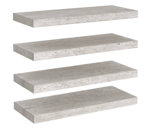 Estantes flotantes pared 4 uds MDF gris hormigón 60x23,5x3,8 cm