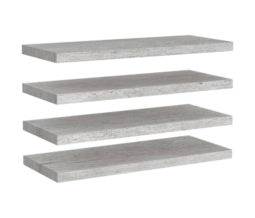 vidaXL Estantes flotantes pared 4 uds MDF gris hormigón 80x23,5x3,8 cm