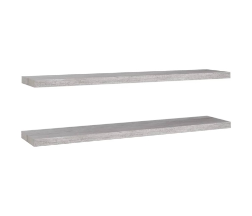 Estante flotante pared 2 uds MDF gris hormigón 120x23,5x3,8 cm