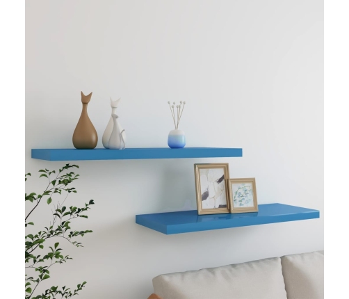 Estantes flotantes de paazulred 2 uds MDF azul 80x23,5x3,8 cm