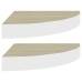 Estante esquinero pared 2 uds blanco roble MDF 25x25x3,8 cm