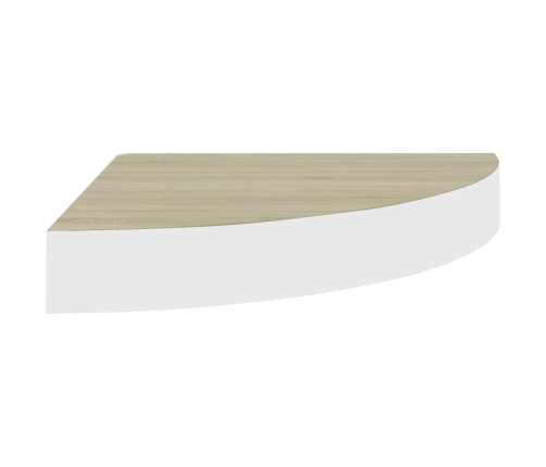 Estante esquinero pared 2 uds blanco roble MDF 25x25x3,8 cm