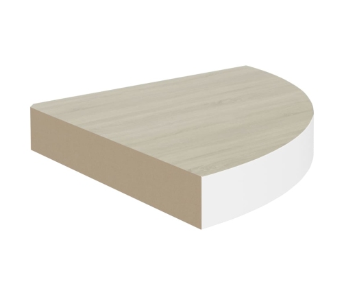 Estante esquinero pared 2 uds blanco roble MDF 25x25x3,8 cm