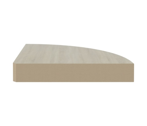 Estante esquina de pared 4 uds MDF roble y blanco 25x25x3,8 cm