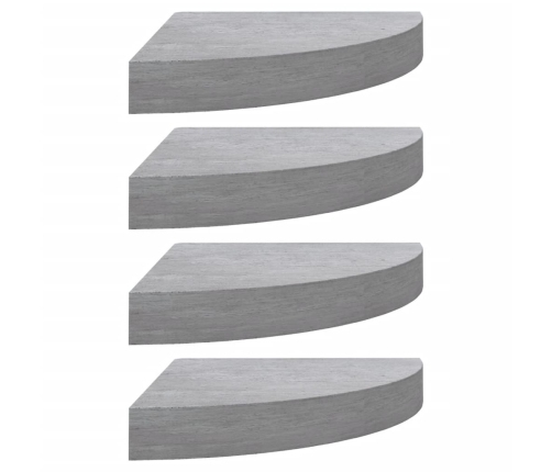 vidaXL Estantes de esquina pared 4 uds MDF gris hormigón 25x25x3,8 cm