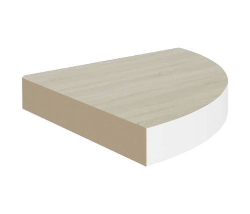 vidaXL Estante de esquina de pared 2 uds MDF roble/blanco 35x35x3,8 cm