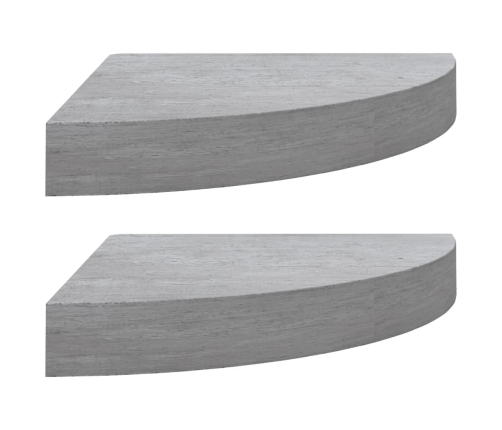 Estante de esquina de pared 2 uds MDF gris hormigón 35x35x3,8cm