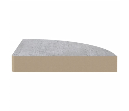 Estante de esquina de pared 2 uds MDF gris hormigón 35x35x3,8cm