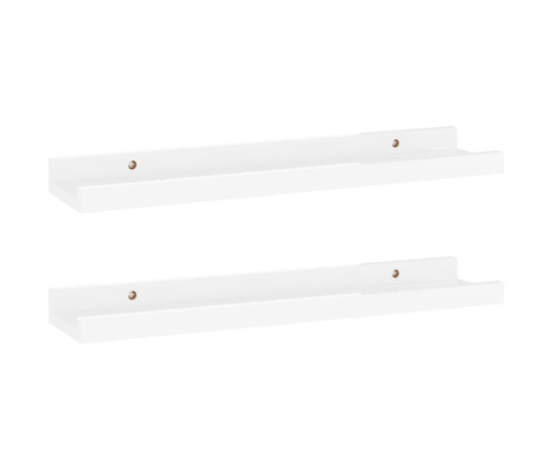 vidaXL Estantes de pared 2 unidades blanco brillo 40x9x3 cm