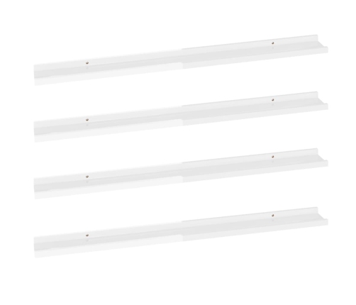 vidaXL Estantes de pared 4 unidades blanco brillo 100x9x3 cm