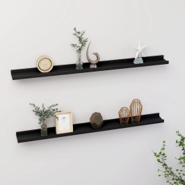 Estantes de pared 2 unidades negro 100x9x3 cm