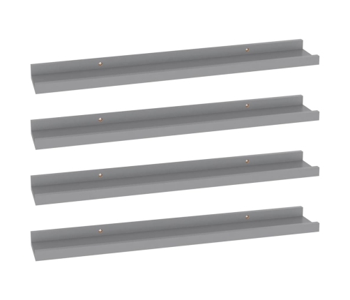 vidaXL Estantes de pared 4 unidades gris 60x9x3 cm