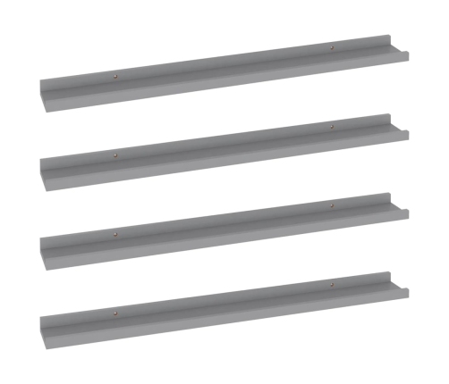 vidaXL Estantes de pared 4 unidades gris 80x9x3 cm