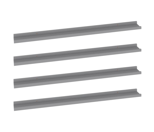 vidaXL Estantes de pared 4 unidades gris 100x9x3 cm