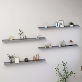 Estantes de pared 4 unidades gris 100x9x3 cm